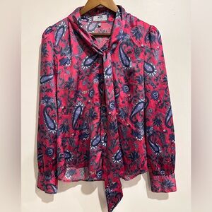HAWES & CURTIS‎ Pink Paisley Patterned Pussybow Blouse